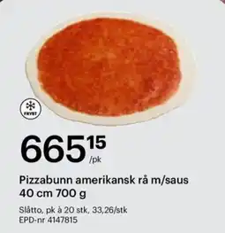 Storcash Pizzabunn amerikansk rå m/saus tilbud