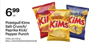 Storcash Potetgull Kims Salt Crunch/ Paprika Kick/ Pepper Punch tilbud