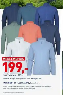 Intersport FAGERHEIM 2.0 FLEECEJAKKE, Dame/Herre tilbud
