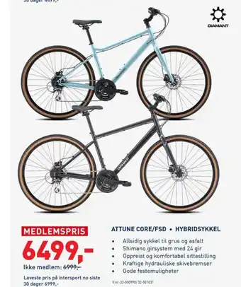 Intersport ATTUNE CORE/FSD ⚫ HYBRIDSYKKEL tilbud