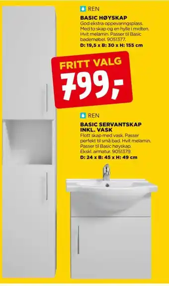 jem & fix BASIC HØYSKAP tilbud