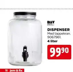 jem & fix DAY DISPENSER Med tappekran. 9067961. tilbud