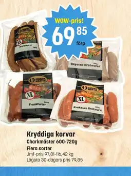 Eurocash Kryddiga korvar Charkmäster tilbud