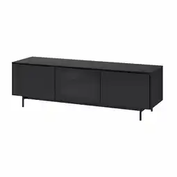 IKEA RannÄs tv-benk m dører, svart/svart glass, 178x42 cm tilbud
