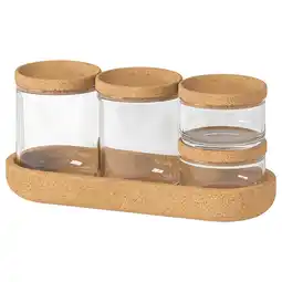 IKEA Saxborga Krukker med lokk og brett, 5 stk., glass kork tilbud