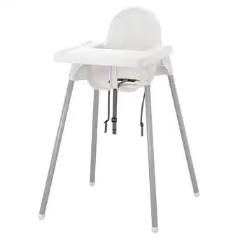 IKEA Antilop Høy barnestol med brett, hvit/sølvfarget tilbud