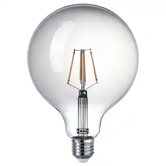 IKEA Lunnom led-pære e27 200 lumen, dimbar globeformet/grått klart glass, 125 mm tilbud