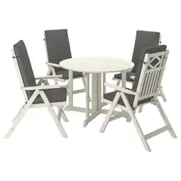 IKEA Bondholmen Bord + 4 regulerbare stoler, utend, hvit/beige/frösön/duvholmen mørk grå tilbud