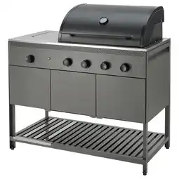 IKEA BÅtskÄr Gassgrill med sidebrenner, utendørs/mørk grå, 120x60 cm tilbud