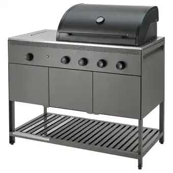 IKEA BÅtskÄr Gassgrill med sidebrenner, utendørs/mørk grå, 120x60 cm tilbud