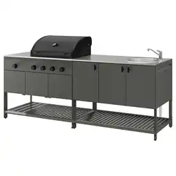 IKEA BÅtskÄr Utekjøkkenøy gassgrill + kum, mørk grå, 240x60 cm tilbud