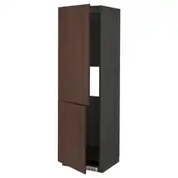 IKEA Metod Høyskap f kjøleskap/fryser 2 dører, svart/sinarp brun, 60x60x200 cm tilbud