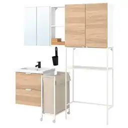 IKEA Enhet Tøyvask, hvit/eikemønstret, 180x43x204 cm tilbud