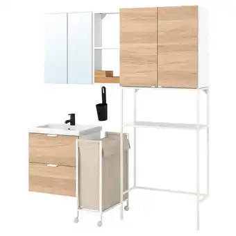 IKEA Enhet Tøyvask, hvit/eikemønstret, 180x43x204 cm tilbud
