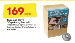 Byggmax Skrue og Skive 30-pakning Trebolit, NOK 169 tilbud