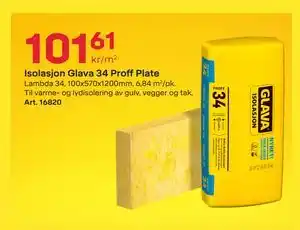 Byggmax Isolasjon Glava 34 Proff Plate, NOK 101.61 tilbud