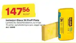 Byggmax Isolasjon Glava 34 Proff Plate, NOK 147.56 tilbud
