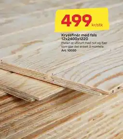 Byggmax Kryssfinér med fals 12x2400x1220, NOK 499 tilbud