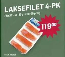 Holdbart LAKSEFILET 4-PK, NOK 119 tilbud