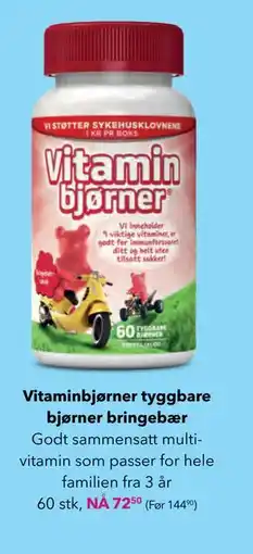 Apotek 1 Vitaminbjørner tyggbare bjørner bringebær, NOK 72.5 tilbud