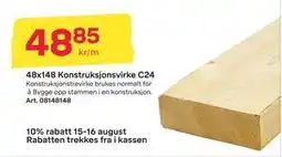 Byggmax 48x148 Konstruksjonsvirke C24, NOK 48.85 tilbud
