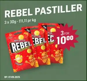 Holdbart REBEL PASTILLER, NOK 10 tilbud