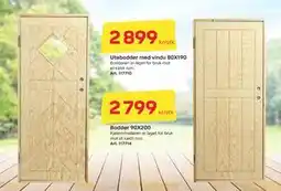 Byggmax Uteboddør med vindu 80X190, NOK 2899 tilbud