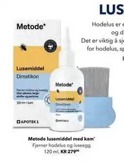 Apotek 1 Metode lusemiddel med kam, NOK 279.9 tilbud