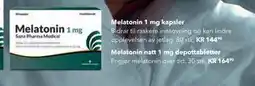 Apotek 1 Melatonin 1 mg kapsler, NOK 144.9 tilbud
