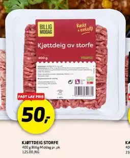 Bunnpris KJØTTDEIG STORFE, NOK 50 tilbud