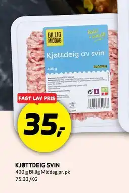 Bunnpris KJØTTDEIG SVIN, NOK 35 tilbud
