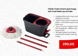 Clas Ohlson Vileda Turbo Smart gulvmopp, sett med bøtte og utvrider tilbud