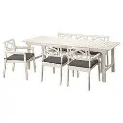 IKEA Bondholmen Bord + 3 stoler + benk, utend, hvit/beige/frösön/duvholmen mørk grå tilbud