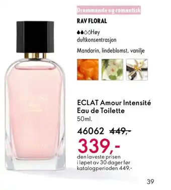 Oriflame ECLAT Amour Intensité Eau de Toilette tilbud