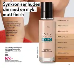 Oriflame THE ONE Everlasting Sync Soft Matte Foundation SPF 10 & UVA protection tilbud