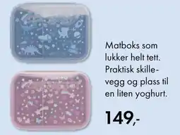 Norli Matboks som lukker helt tett. praktisk skille- vegg og plass til en liten yoghurt. tilbud