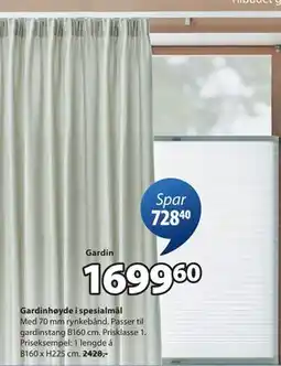 JYSK Gardinhøyde i spesialmål, NOK 1699.6 tilbud