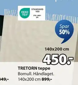 JYSK TRETORN teppe, NOK 450 tilbud