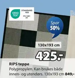 JYSK RIPS teppe, NOK 425 tilbud