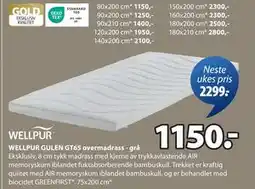 JYSK WELLPUR GULEN GT65 overmadrass - grå tilbud