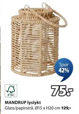 JYSK MANDRUP lyslykt, NOK 75 tilbud