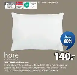 JYSK WHITE DREAM fiberpute, NOK 140 tilbud
