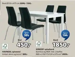 JYSK HAVNDAL spisestol, NOK 450 tilbud