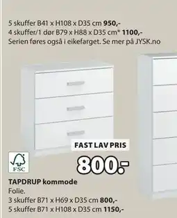 JYSK TAPDRUP kommode tilbud