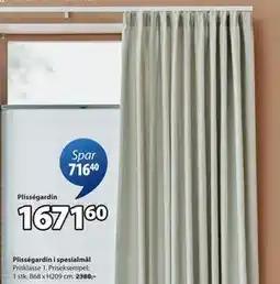 JYSK Plisségardin i spesialmål, NOK 1671.6 tilbud