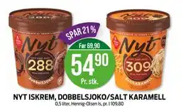 Kiwi NYT ISKREM, DOBBELSJOKO/SALT KARAMELL, NOK 54.9 tilbud