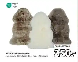 JYSK KEJSERLIND lammeskinn, NOK 350 tilbud