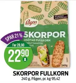 Kiwi SKORPOR FULLKORN, NOK 22.9 tilbud