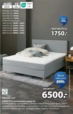 JYSK VEKSA PC75 kontinentalseng grå-23, NOK 6500 tilbud
