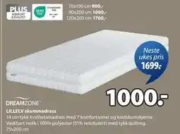 JYSK LILLELV skummadrass, NOK 1000 tilbud